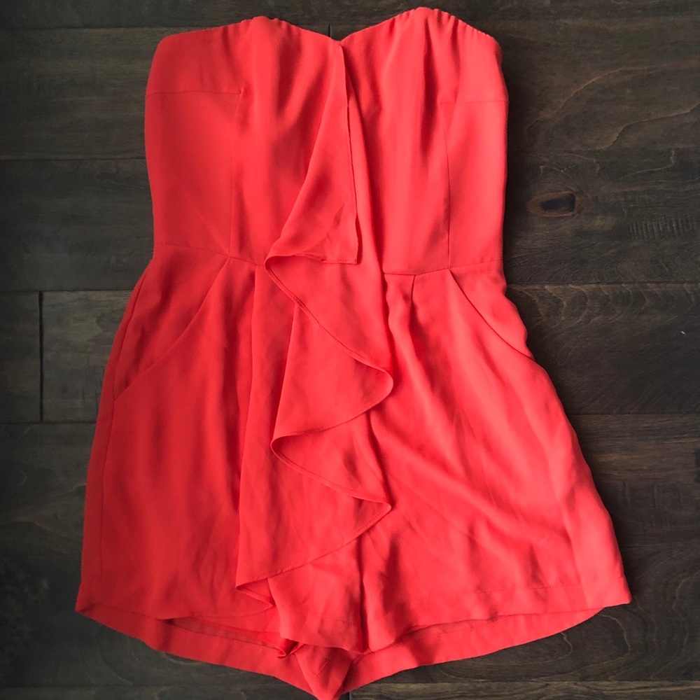 Strapless red romper